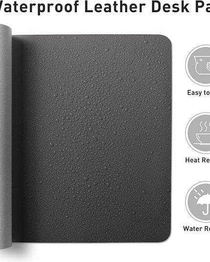 Leather Desk Pad Protector,Mouse Pad,Office Desk Mat, Non-Slip PU Leather Desk Blotter,Laptop Desk Pad,Waterproof Desk Writing Pad for Office and Home (Gray,31.5" x 15.7")