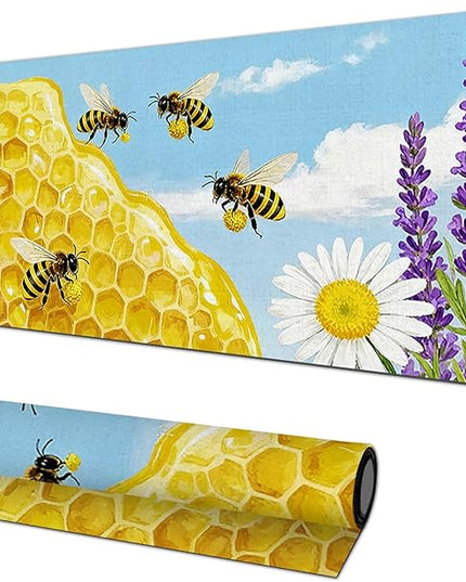 Bees XL Mouse Pad 31.5 x 11.8 Inch Gaming Mousepad Diatomite Large Keyboard Mouse Pad for Home and Office Desk Accessories with Bright Honeycomb Scene Bees Artwork Smooth Control Surface