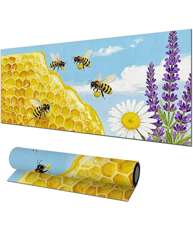 Bees XL Mouse Pad 31.5 x 11.8 Inch Gaming Mousepad Diatomite Large Keyboard Mouse Pad for Home and Office Desk Accessories with Bright Honeycomb Scene Bees Artwork Smooth Control Surface