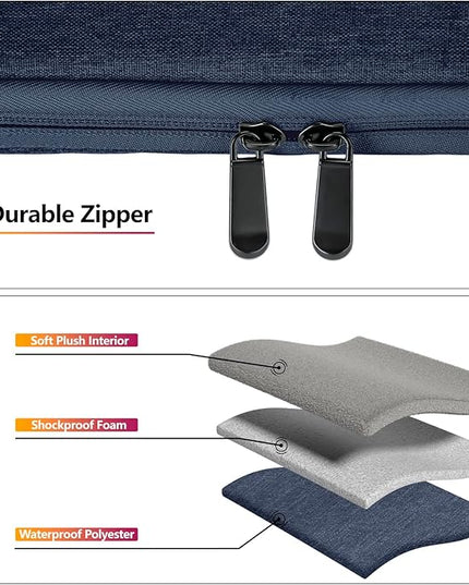 15.6 inch Laptop Sleeve for 15.6 inch Laptop Notebook Computer, Protective Waterproof Laptop Case Carrying Bag Portable Cover with Multi Pockets, Navy Blue