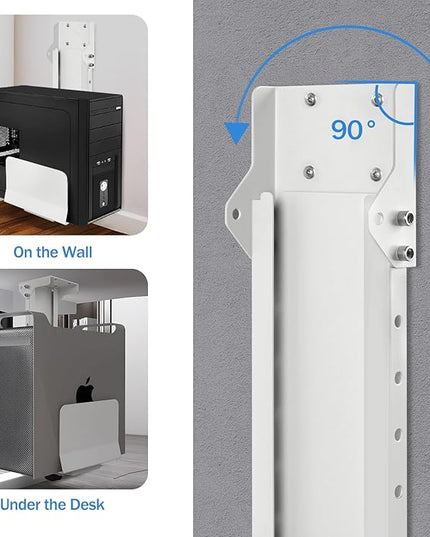 Heavy Duty Computer Wall Mount PC Case - Upgraded, Also Great for PC Mount Under Desk - Height Adjustable from 11" to 21", Width Adjustable from 5.5" to 9.8", Computer Tower Under Desk Home Office