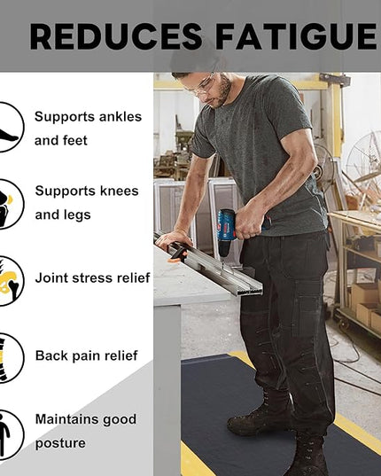 Nisorpa Anti Fatigue Mats Industrial 3' x 6' Ergonomic Standing Mat 15/16" Extra Thick Kitchen Mat Heavy Duty Commercial Diamond Plate Cushioned Shop Floor Mats - Safety Support for Leg & Back Pain
