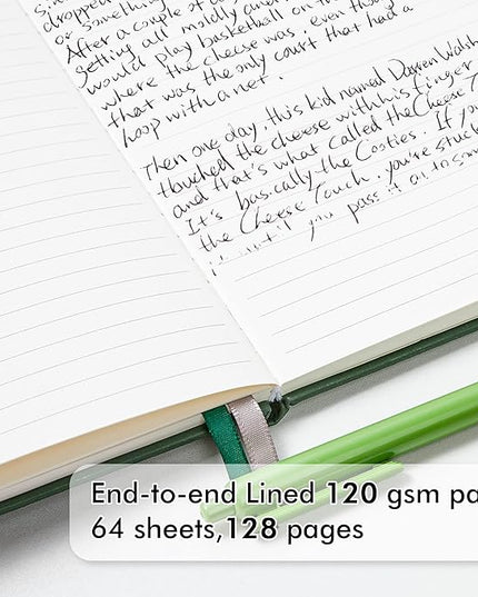feela Hardcover Notebook For Work, Classic Ruled Lined Journal Set School Business Supplies, with 3 Black Pens, 120 GSM, 5.1”x8.3”, 3 Pack, A5, Vintage Colors