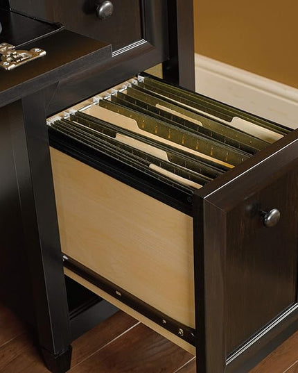 Sauder Edge Water Computer Desk with Storage Drawers, Home Office Desk, in Estate Black