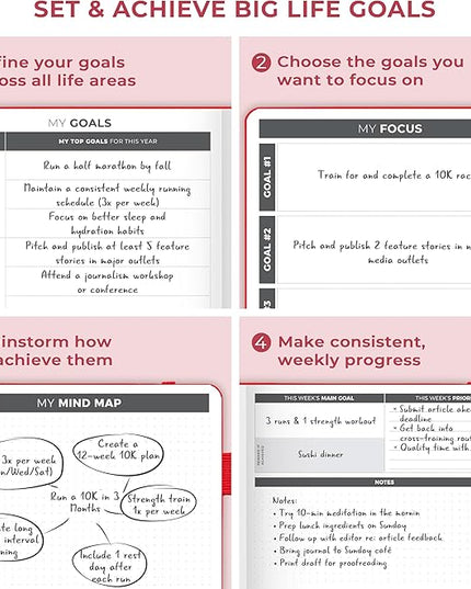Clever Fox Planner Large – Undated Weekly & Monthly Planner for Productivity, Time Management & Goals – Organizer Journal – 7x10” (Red)