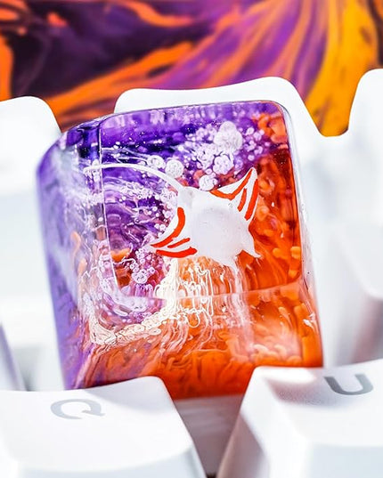 Manta Ray Artisan Keycap Orange Purple Ocean Coral R1 SA Profile Custom Sea Creatures Keycaps 1U ESC Handmade Gaming Resin Key Cap Cherry MX Switch Compatible Mechanical Keyboard Manta Ray Lover Gift