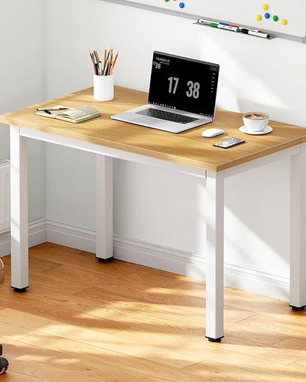 DlandHome 31.5 inches Small Computer Desk for Home Office Activity Table Writing Table for Small Spaces Study Table Student Laptop Desk Teak and White DND-AC3TW-8040,Teak + White
