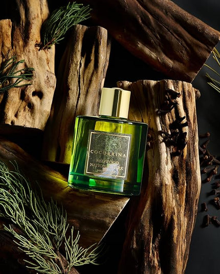 COCORRÍNA Reed Diffuser - Redwood National Park 6.7 Fl.oz Reed Diffuser Set with 8 Sticks & Preserved Baby's Breath, Reed Diffuser for Home Bathroom Shelf Decor