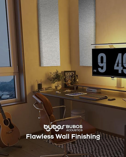 BUBOS 2 PCS Acoustic Panels,47.2''x11.8'' Fabric Soundproof Wall Panels,Self-adhesive Sound Absorbing Panels for Studios, Office, Home Theater, Fabric-Clad-N Light Grey