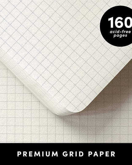 PAPERAGE Graph Paper Journal Notebook, (Dark Green), 160 Pages, Medium 5.6 in x 8 in - 100 GSM Thick Paper – Hardcover Grid Notebook for Work or School