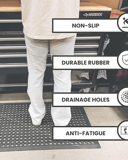 Envelor 4-Pack Anti Fatigue Rubber Mat Non-Slip Restaurant for Floors Bar Drainage Mat Doormat Door Mat Utility Garage Home Anti Slip Entry Mat 24 x 36 Inches