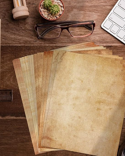 Tlenpo Vintage Stationery Paper 64 Sheets, 8.5 X 11in Antique Stationary Paper for Writing, Letter Size Printer Paper, Decorative Old Look for Invites Resume, 8 Designs