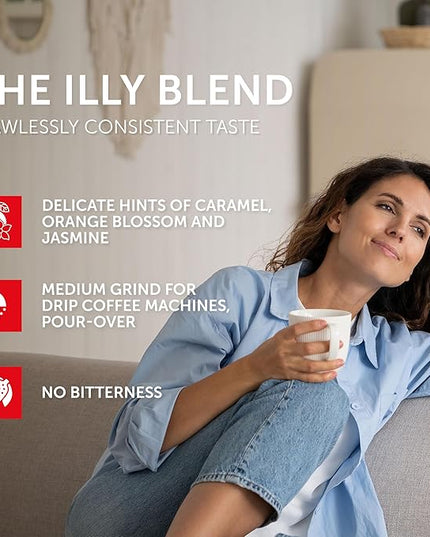 illy Ground Drip Coffee, Classico Medium Roast, 100% Arabica, Premium Italian Coffee, Pre-Ground for Drip Brewers, 8.8 oz, 6 Pack