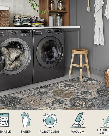 Lahome Moroccan Trellis Area Rug, 2x3 Entryway Rug Non-Slip Washable Indoor Door Mat, Small Oriental Accent Throw Carpet for Bedroom Kitchen Entry Bathroom, Grey