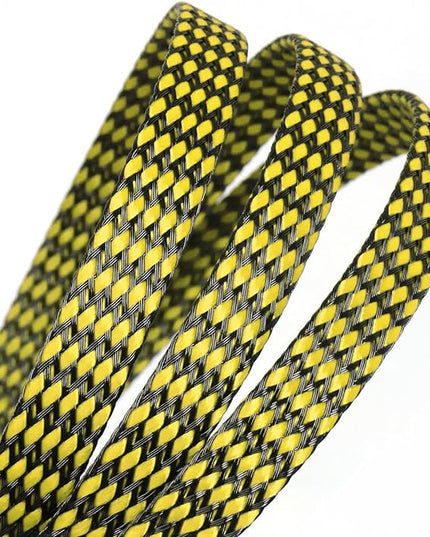 Braided Expandable Cable Sleeve, 25ft PP Cotton and PET Braided Cable Management, Flexible Mesh Wire Loom and Cable Protector for TV, Computer, Home Theater, Automotive (Yellow, 1/2")