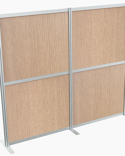 VIVO Modular Wall System, 2 PET Panels, Modern Professional Office Cubicle Dividers, Freestanding Privacy-Screen, 66 inches High, Flat Wood, Silver Frame, PP-MWS63C
