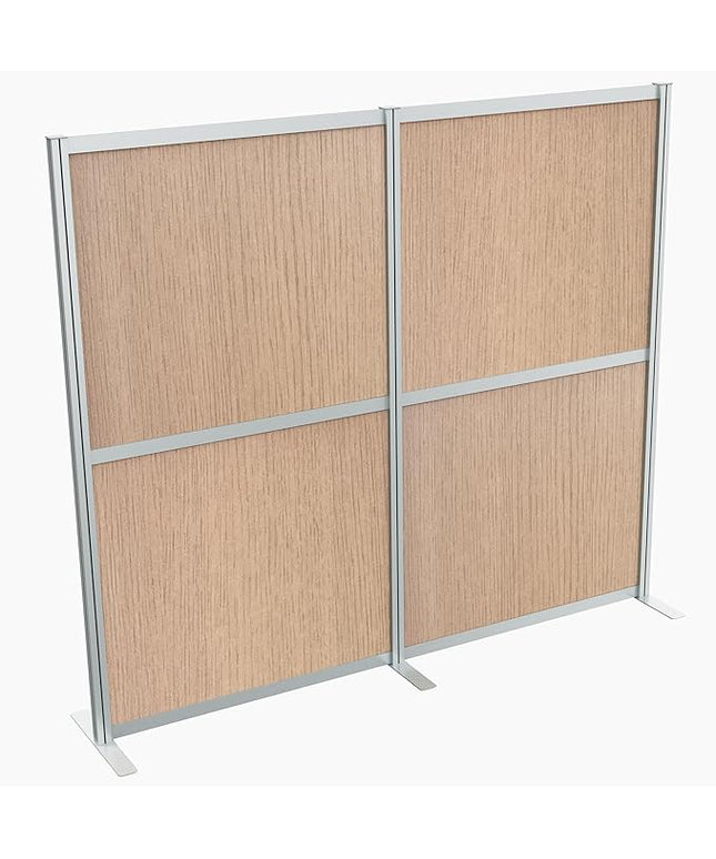 VIVO Modular Wall System, 2 PET Panels, Modern Professional Office Cubicle Dividers, Freestanding Privacy-Screen, 66 inches High, Flat Wood, Silver Frame, PP-MWS63C
