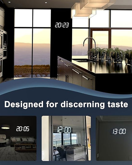 3D Digital Wall Clock 17" with Remote Control,Led Clock Adjustable Brightness Timer 12/24 Hr Time/Date/Temperature for Living Room/Office/Restaurant