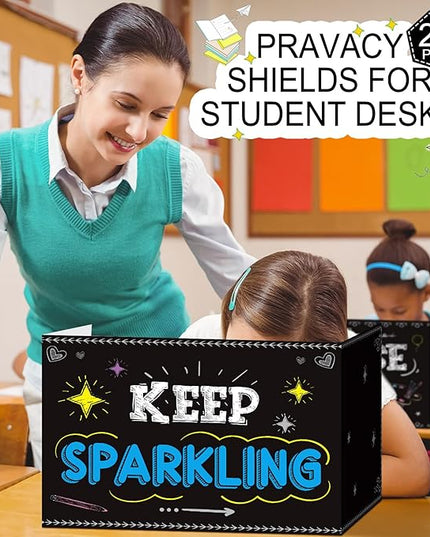 Honoson 24 Pcs Bulk Inspirational Privacy Folders for Students Cardboard Test Privacy Boards Motivational Words Desk Dividers Shield for Classroom School Study Supplies, 6 Styles(Blackboard)