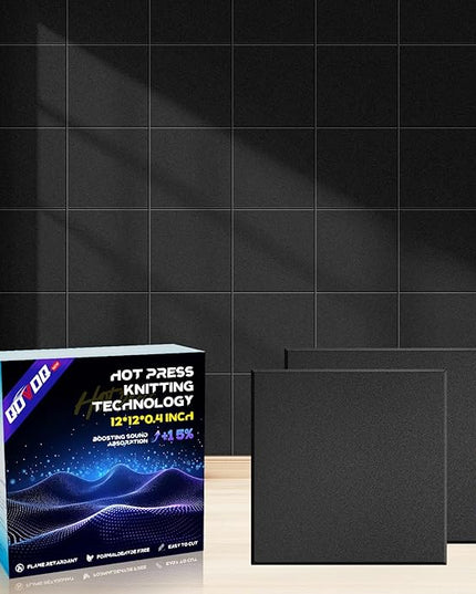 10 Pack Large Self-Adhesive Corkboard Wall Panels, 15.7 x 15.7 x 0.4 in Sound Proof Foam Panels for Walls, Cork Boards Alternative,Acoustic Panels, Sound Dampening Panels black