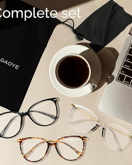 Gaoye Blue Light Blocking Glasses - Trending Round TR90 Frames, Metal Arms, UV400 Protection - Matching Soft Case