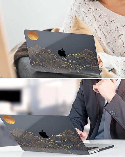 DONGKE for M4 MacBook Air 13.6 Inch Case 2025 2024 2023 2022 Model A3240 A3113 A2681 M3 M2 Chip, Plastic Hard Shell Case Cover with Touch ID for MacBook Air 13 Inch M4 - Abstract Mountain