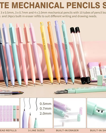 62PCS Aesthetic School Supplies with Cute Pencil Case, Pastel Highlighters Black Ink Gel Pens Mechanical Pencils Kit, Back to School Supplies College Essentials Preppy Stationary Set for Student Girls