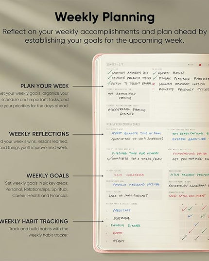 Dated, 2026 Planner, 5.8” x 8.3” - The #1 Productivity Planner to Achieve Your 2026 Goals - Planner 2026-2027 by PRODUCTIVITY STORE (A5, PINK)