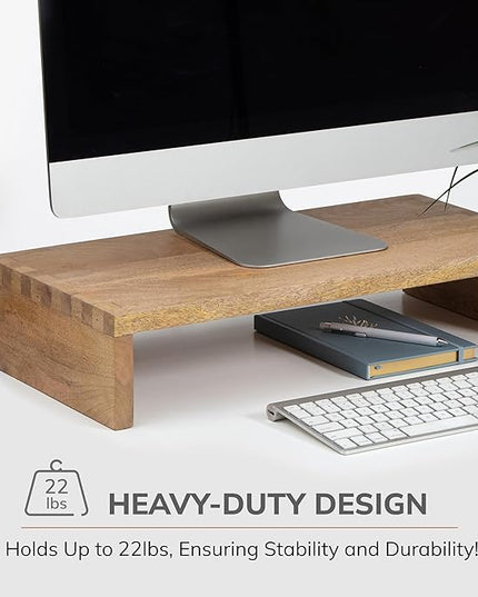 Anji Mountain Wooden Monitor Stand - Elegant Monitor Riser, Perfect Monitor Stand for Desk Organization, Durable Wood Construction monitor stands, Enhances Ergonomics and Workspace Efficiency,Natural