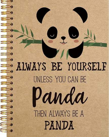 VNWEK Cute Panda Always Be Yourself Unless You Can Be a Panda Spiral Notebook Journal 5.5 x 8.3 inches,Panda Themed Lined Hardcover Spiral Notebook,Gifts for Panda Lovers kraft paper