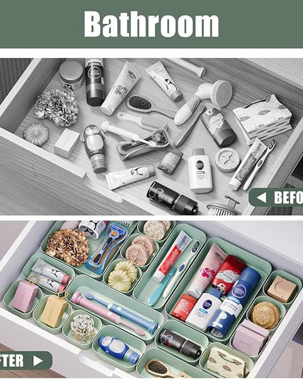Plastic Drawer Organizers, 18 PCS Drawer Organizer Bins, Bathroom and Vanity Organizer Plastic Tray, Makeup organizer and storage for Makeup, Bedroom, Kitchen Gadgets Utensils and Office