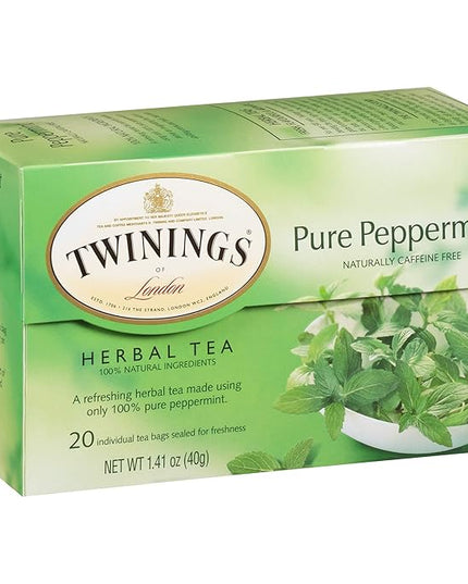 Twinings Pure Peppermint Herbal Tea Bags, 20 Count (Pack of 3)