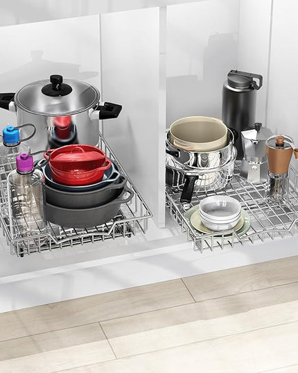 Simple Houseware Under Cabinet Pull Out Sliding Shelf Drawer Organizer, 21" D x 14" W