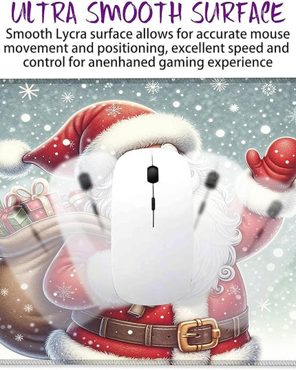 Christmas Yuletide Mouse Pad Square MousePads Non-Slip Rubber Base Mouse Mat Desk Pad with Stitched Edge for Desk Computers Laptop Office, 9.5x8 Inches
