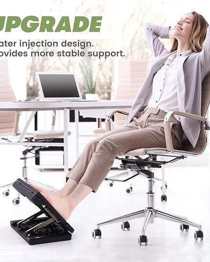 Foot Rest for Under Desk at Work,Height Adjustable Footrest with Massage Roller and Soft Pad,Foldable, Ergonomic fits Office,Home,Travel,Sturdy Metal Frame(Black)