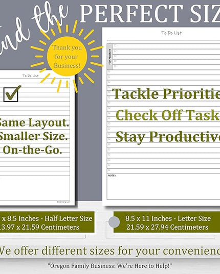 TO DO List Notepads (2 Pack, 50 Pages Each) Planner Pads. ToDo Checklist w/Priority & Note Sections. Organize & Track Projects, Clients or Daily Tasks. 5.5 X 8.5, A5 Sheets. Made in the USA.