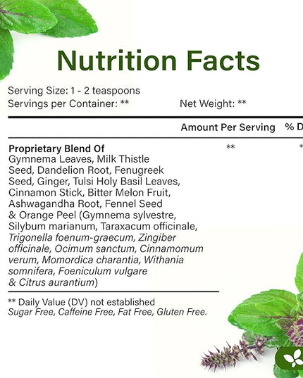 FreshDrinkUS, Glucose Functional Loose Leaf Tea | 4oz | Herbal Blend of Gymnema, Milk Thistle, Dandelion Root, Cinnamon & Ashwagandha – Naturally Caffeine-Free, Premium Quality, Balanced Flavor. Vegan