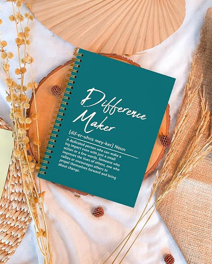 OXW Difference Maker Gift Notebook Journal, Office Notebook for Work, Thank You Gifts for Leader Mentor Boss, Leadership Gifts Journal, Turquoise Spiral Notebook 5.5 x 8.3