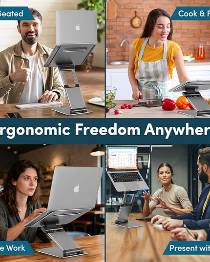 Lifelong Ergonomic Adjustable Laptop Stand for Desk - Height Up to 20" Portable Computer Laptop Riser Holder, Fits All MacBook Air & 10 15 17 Inches Laptops, Back to School Gift for Men & Women