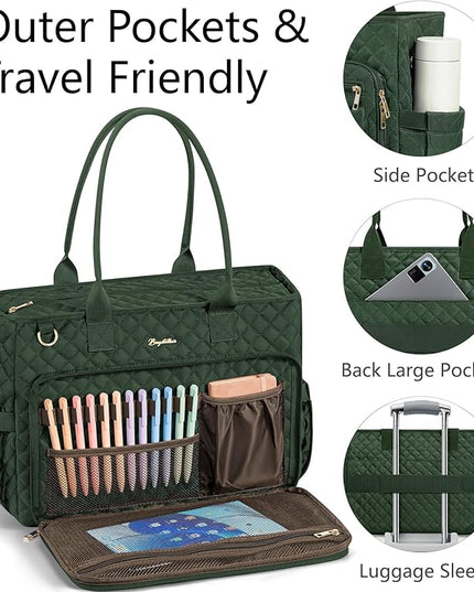 Teacher Bags for Women, 15.6 inch Laptop Work Tote Nurse Bible Bag Quilted Shoulder Handbag for Work, Daily, School, Travel