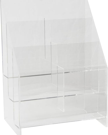 Clear-Ad - MPF-0409-6 - Premium Acrylic 3 Tier 6 Pocket Brochure Holder 4x9 - Transparent Plastic Pamphlet Display Stand (Pack of 6)