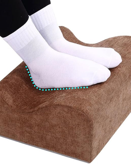 Foot Rest for Under Desk at Work, Ergonomic Under Desk Footrest with Washable Cover, Memory Foam Foot Stool for Office Chair & Gaming Chair, Back & Hip Pain Relief, Brown