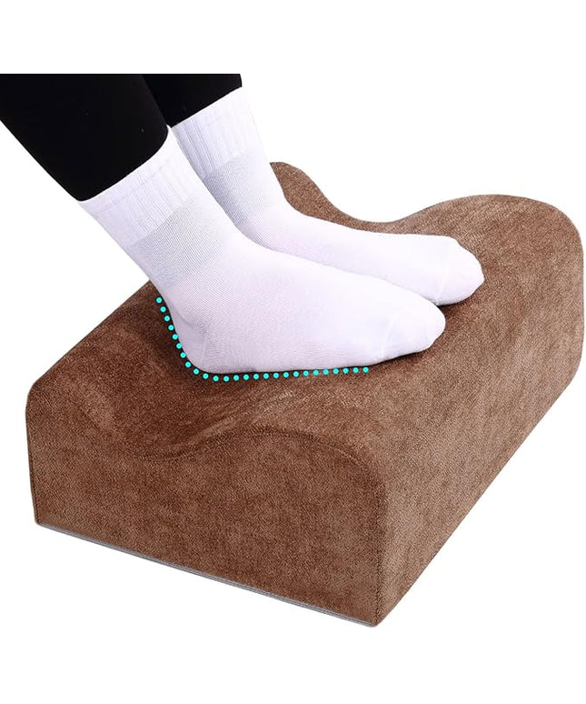 Foot Rest for Under Desk at Work, Ergonomic Under Desk Footrest with Washable Cover, Memory Foam Foot Stool for Office Chair & Gaming Chair, Back & Hip Pain Relief, Brown