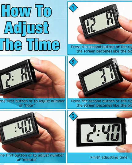 Frienda 36 Pieces Mini Digital Clock Small Digital Clock Stick on Battery Operated Self Adhesive Bracket for Car Dashboard Fridge (Black)