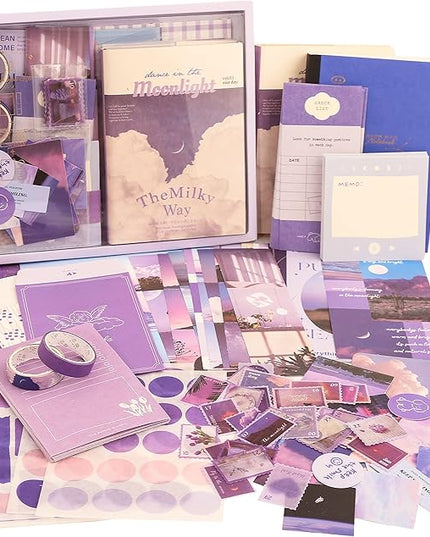 348 Pcs Scrapbooking Supplies Kit, Vintage Aesthetic Scrapbook Kit for Bullet Junk Journal, Stationery, A6 Grid Notebook, DIY Journaling Supplies, Birthday Craft Gift for Teen Girl Kid Women