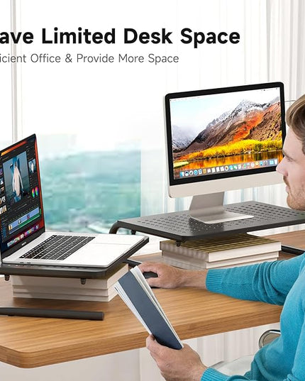 suptek Monitor Stand Riser for Computer,Laptop,Printer, Notebook and All Flat Screen Display with Vented Metal Platform and 4 Inches Height Underneath Storage (MST004-2)