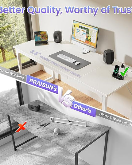 PRAISUN 63 X 24 Inch Office Computer Desk with Power Outlets and USB-C Port, Larger and Longer Gaming Desk, for Home Office, Study, Writing Work from Home Table, Metal Frame, Rustic Brown
