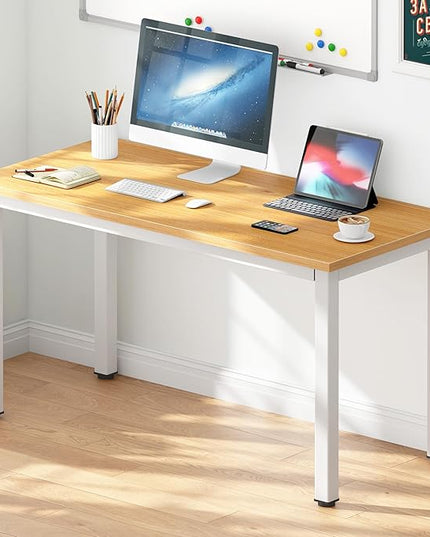 DlandHome 47 inches Medium Computer Desk, Composite Wood Board, Decent and Steady Home Office Desk/Workstation/Table, BS1-120TW Teak and White Legs, 1 Pack