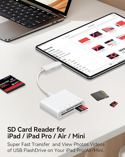 USB-A and USB-C to SD Card Reader, Trail Camera Card Adapter with SD MicroSD CF Compact Flash Memory Stick XD Picture 5 Slots for iPhone 15 16 iPad Mac MacBook Pro/Air Laptop Pc