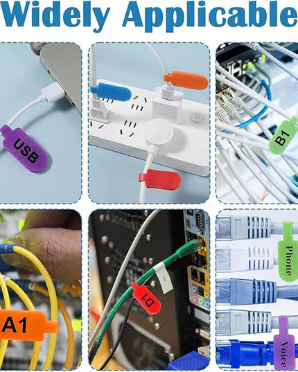 30 Pcs Cable Labels, Multi-Color Write-On Reusable Cord Labels Tags for Wire Management Identification, Nylon Cord Label for Computer Electronic Charging Cables Organization (6 Colors)